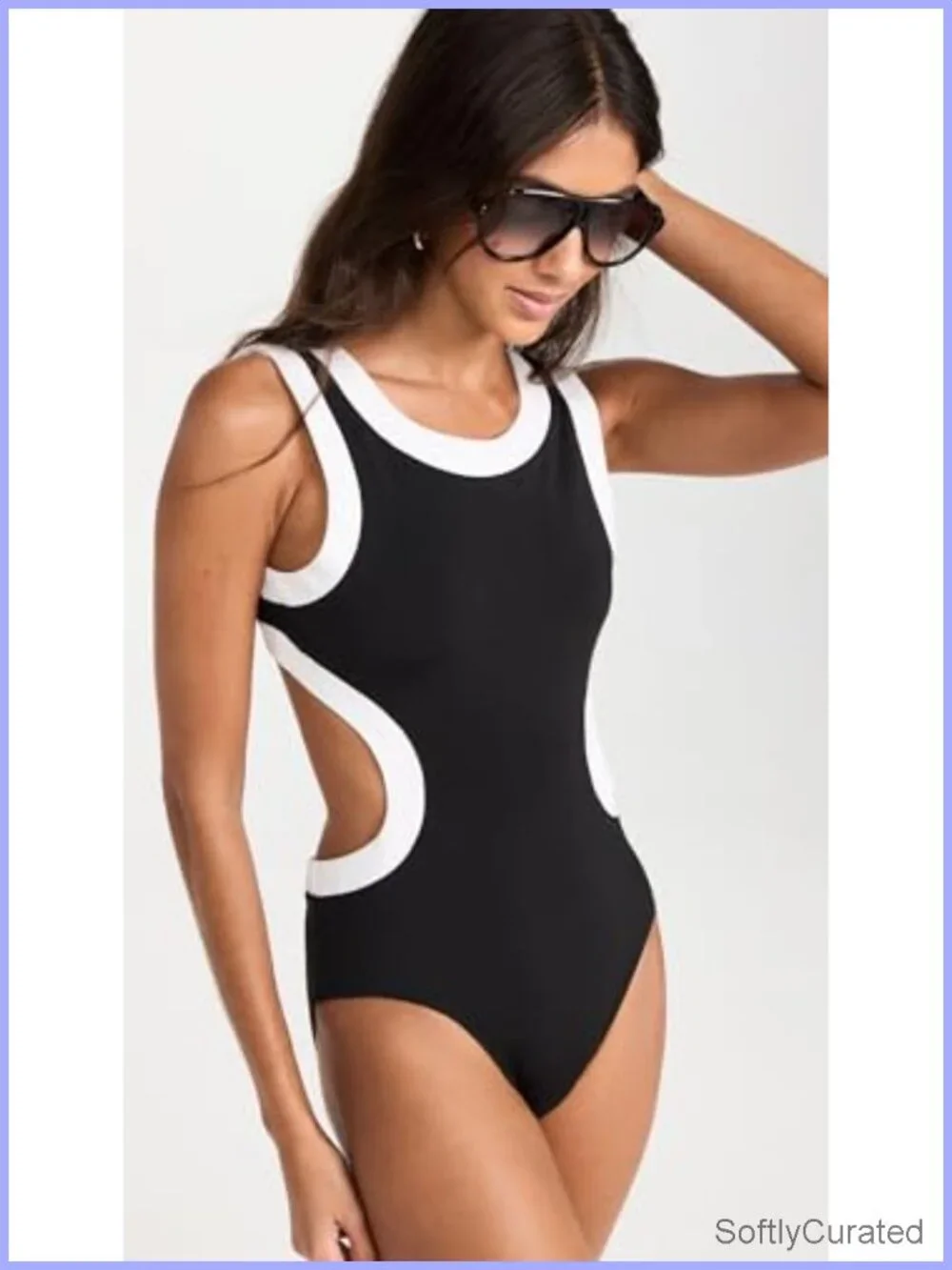 Nylon Spandex One Piece Swimsuit with Cutout Waist